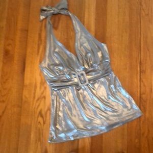 EUC shiny silver halter